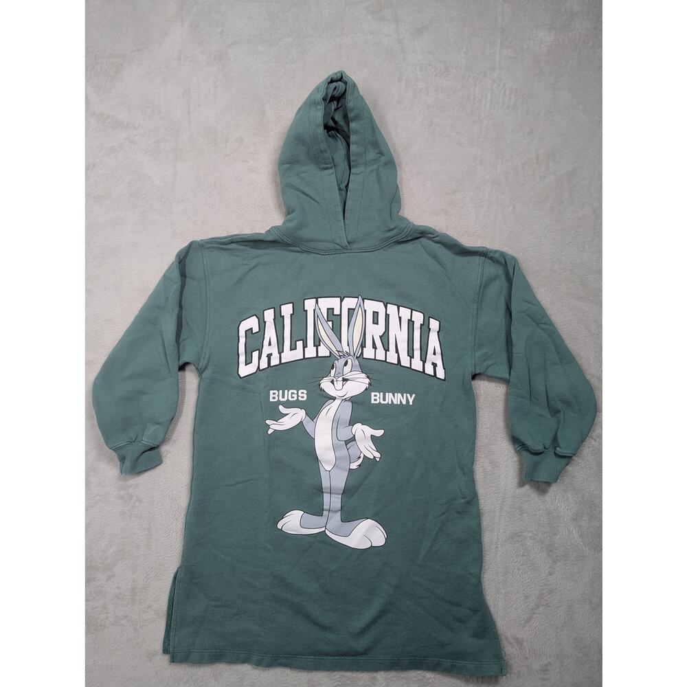Bugs Bunny Zara x Looney Tunes California Hoodie Green Ladies SMALL Youth 11/12